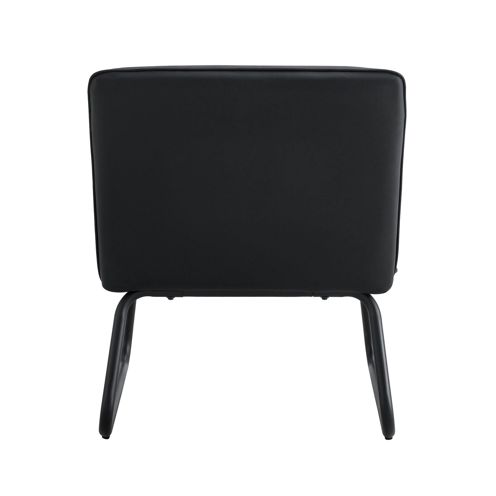 Black minimalist armless sofa chair with PU backrest paired with black metal legs - FurniFindUSA