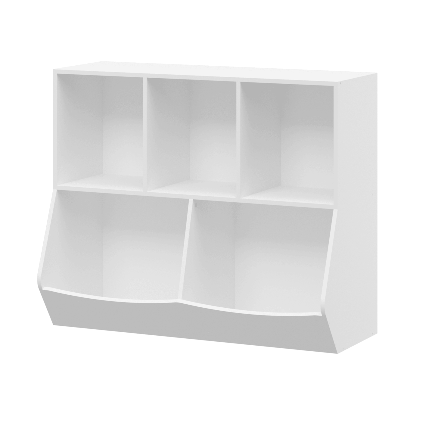 Kids Bookcase with Collapsible Fabric Drawers Children's Toy Storage Cabinet for Playroom White/Pink - FurniFindUSA