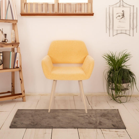 Teddy Fabric Upholstered Side Dining Chair with Metal Leg(Yellow teddy fabric+Beech Wooden Printing Leg) KD backrest - FurniFindUSA