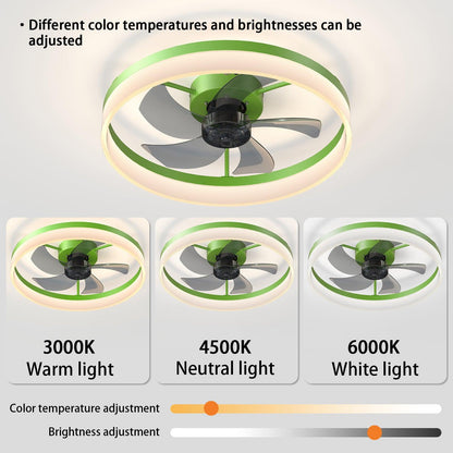 Ceiling Fans with Lights Dimmable LED Embedded installation of thin modern ceiling fans(Green) - FurniFindUSA