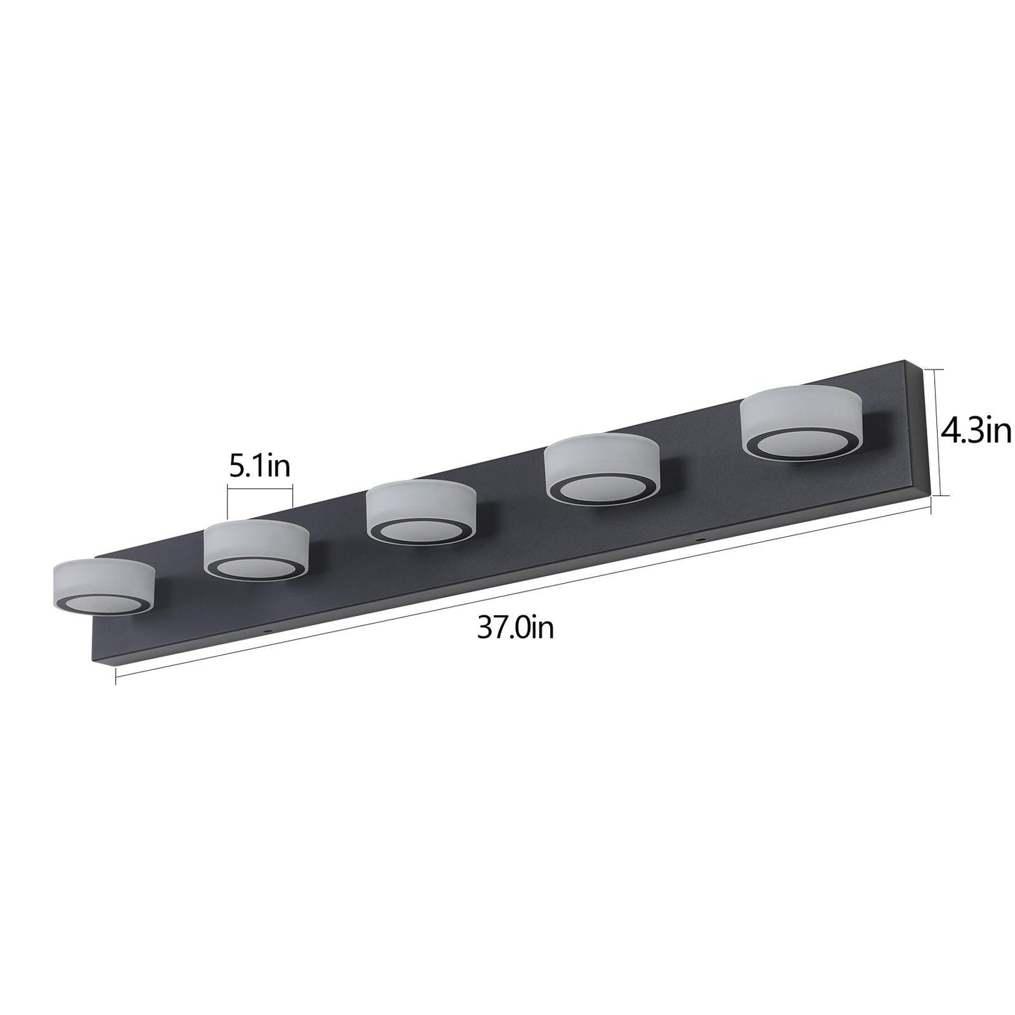 LED Modern Black 5-Light Vanity Lights Fixtures Over Mirror Bath Wall Lighting - FurniFindUSA