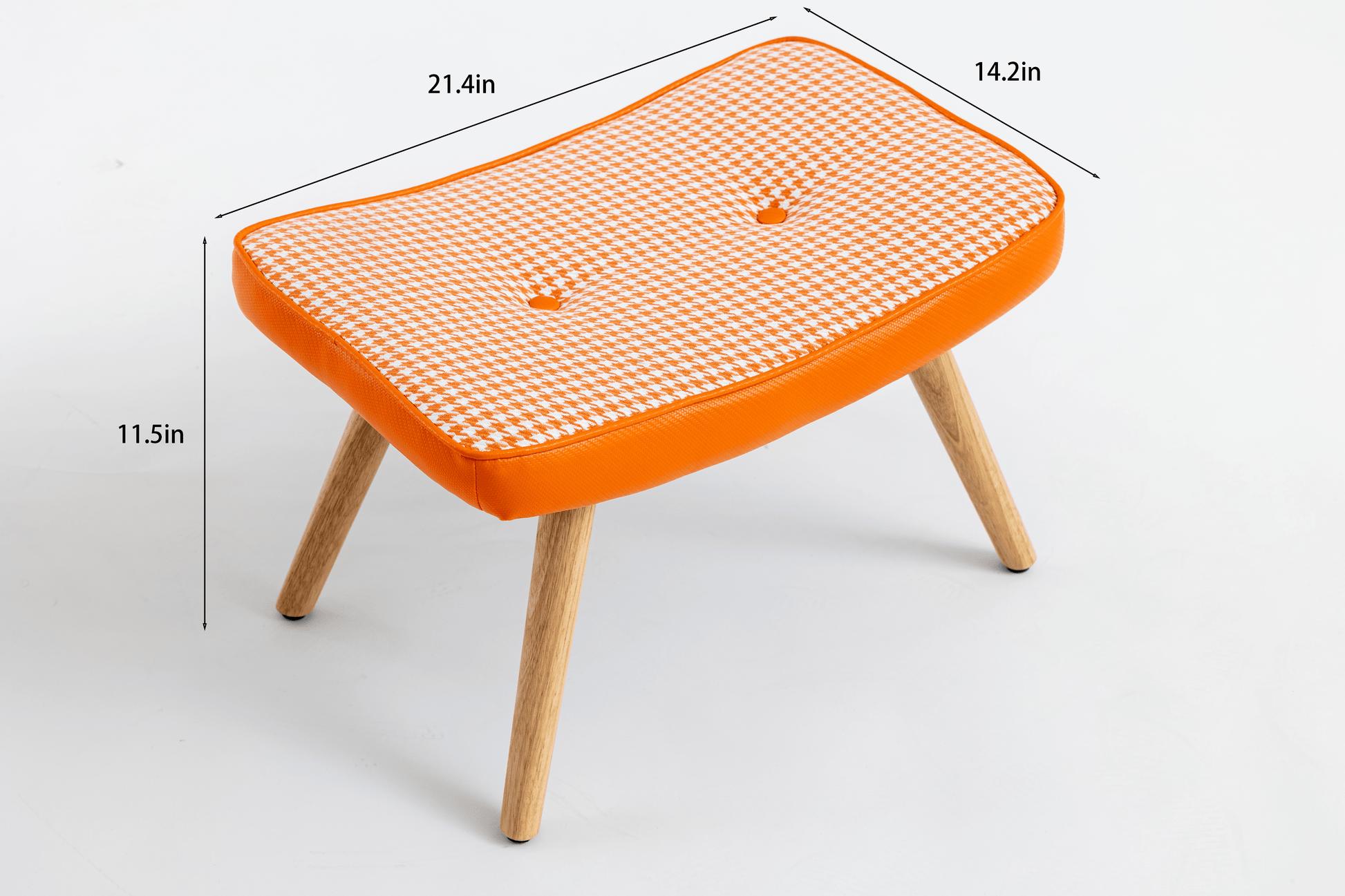 Wooden Step ottoman Wooden Step Stool for Adults Square Cushion Foot Stool (orange) - FurniFindUSA