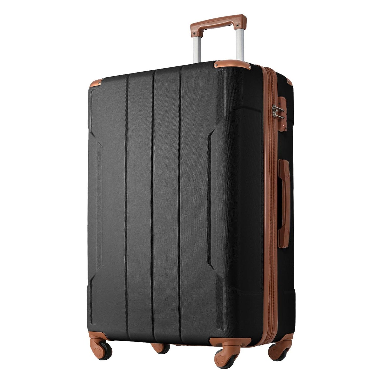 Hardshell Luggage Spinner Suitcase with TSA Lock Lightweight Expandable 24'' (Single Luggage) Black Brown + ABS + 24 Inch - FurniFindUSA