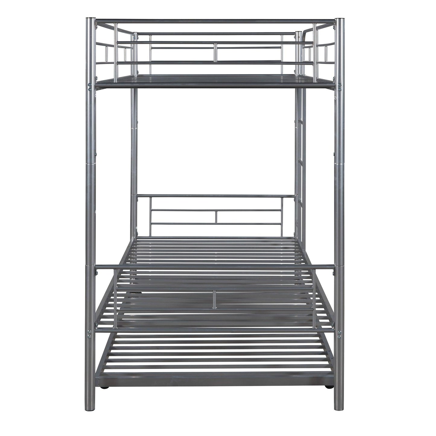 Twin-Over-Twin Metal Bunk Bed With Trundle Can be Divided into two beds No Box Spring needed White - FurniFindUSA