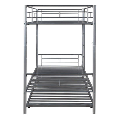 Twin-Over-Twin Metal Bunk Bed With Trundle Can be Divided into two beds No Box Spring needed White - FurniFindUSA