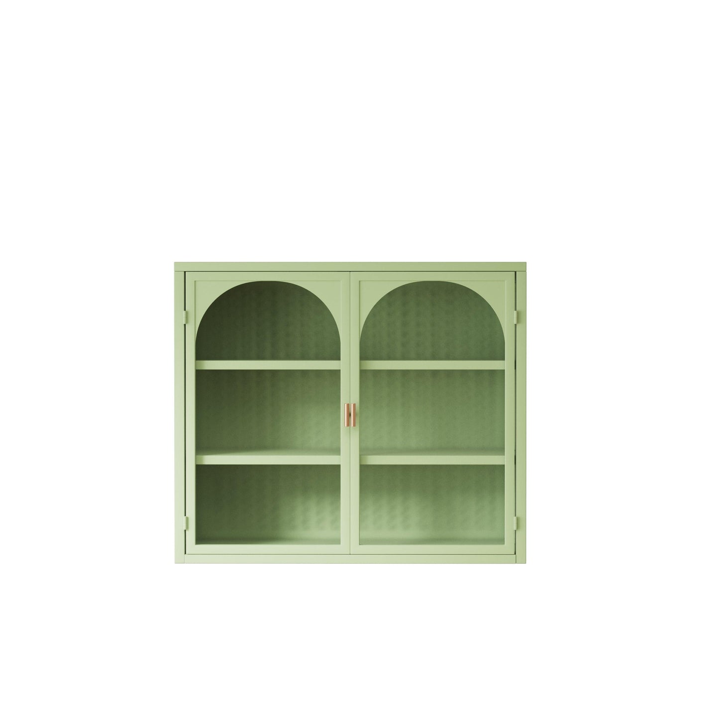 27.56"Glass Doors Modern Two-door Wall Cabinet with Featuring Three-tier Green - FurniFindUSA