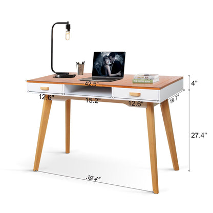 Modern Simple Style Solid Wood Computer Desk Home Office Writing Desk Study Table with Drawers - FurniFindUSA