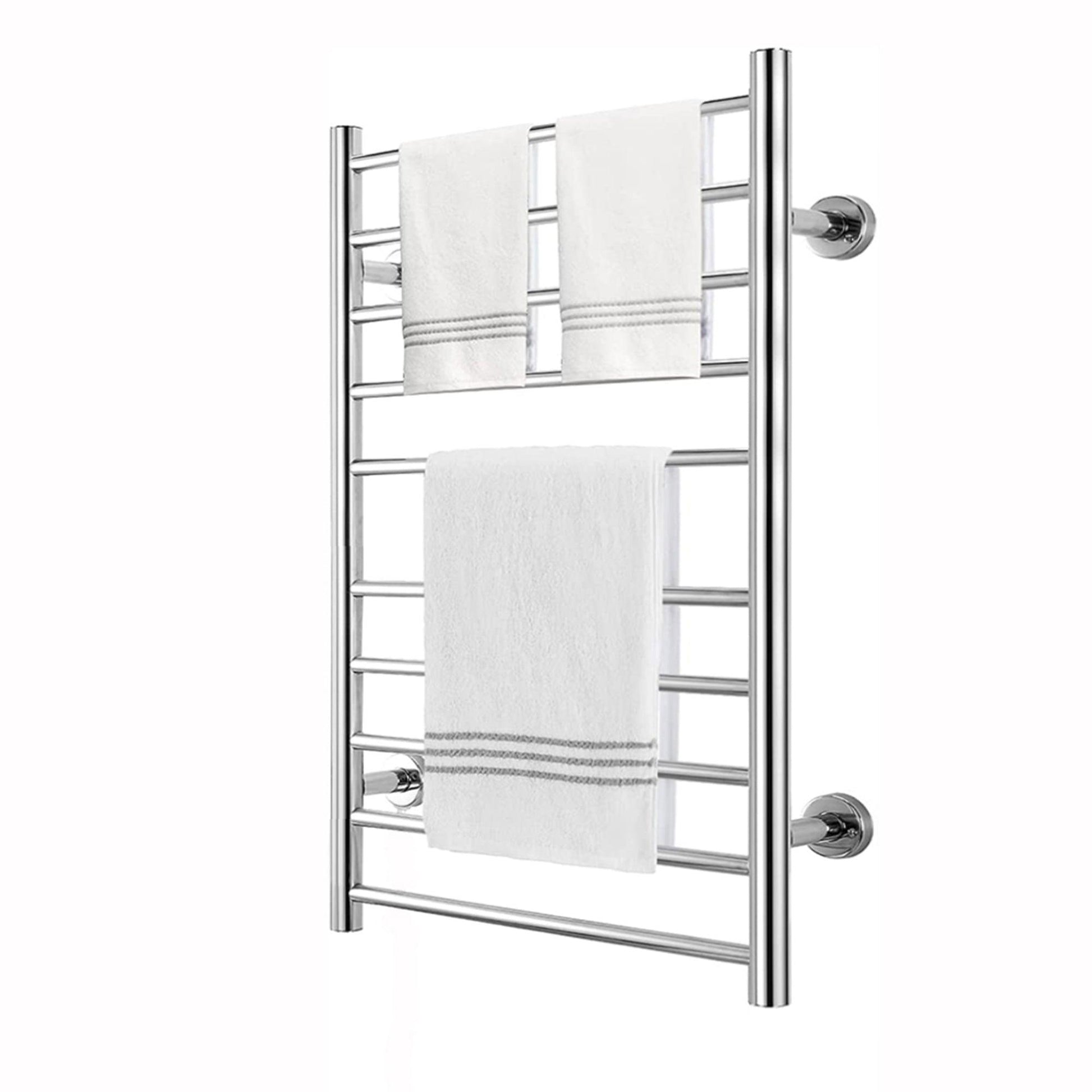 Electric Heated Towel Rack for Bathroom Wall Mounted Towel Warmer 10 Stainless Steel Bars Drying Rack - FurniFindUSA