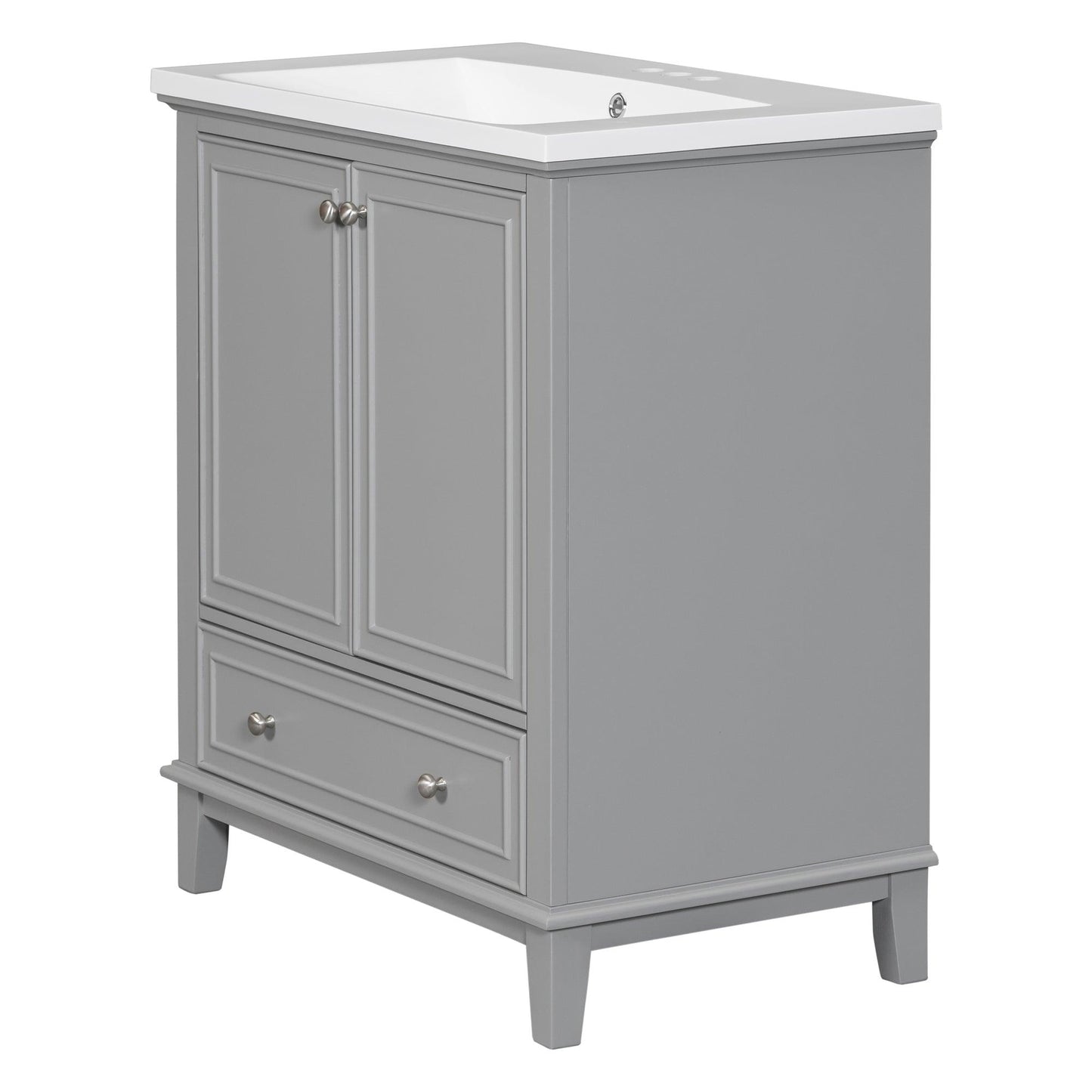 30inchgrey Bathroom Vanity with Sink ComboMulti-functional Bathroom Cabinet with Doors and Drawer Solid Frame and MDF Board - FurniFindUSA