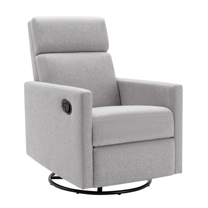 Modern Upholstered Rocker Nursery Chair Plush Seating Glider Swivel Recliner Chair Gray - FurniFindUSA