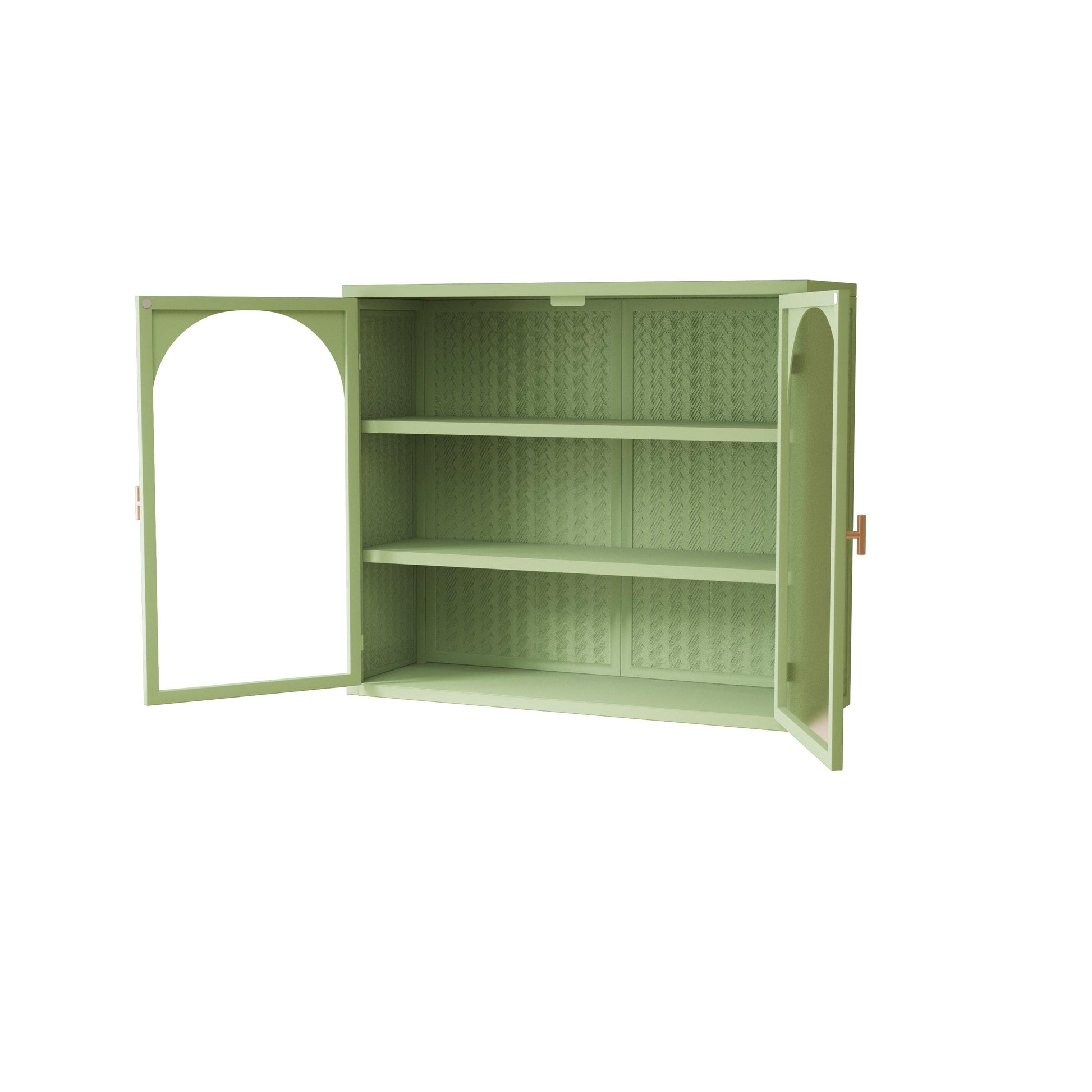 27.56"Glass Doors Modern Two-door Wall Cabinet with Featuring Three-tier Green - FurniFindUSA