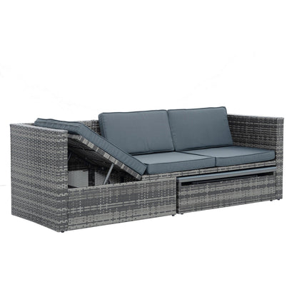 Patio Furniture, Outdoor Furniture, Seasonal PE Wicker Furniture,5 Set Wicker Furniture With Plywood Coffee Table - FurniFindUSA