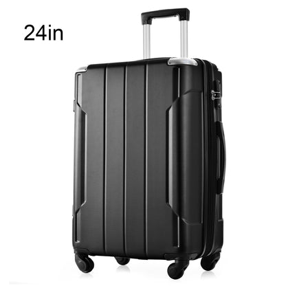 Hardshell Luggage Spinner Suitcase with TSA Lock Lightweight Expandable 24'' (Single Luggage) Black + ABS + 24 Inch - FurniFindUSA