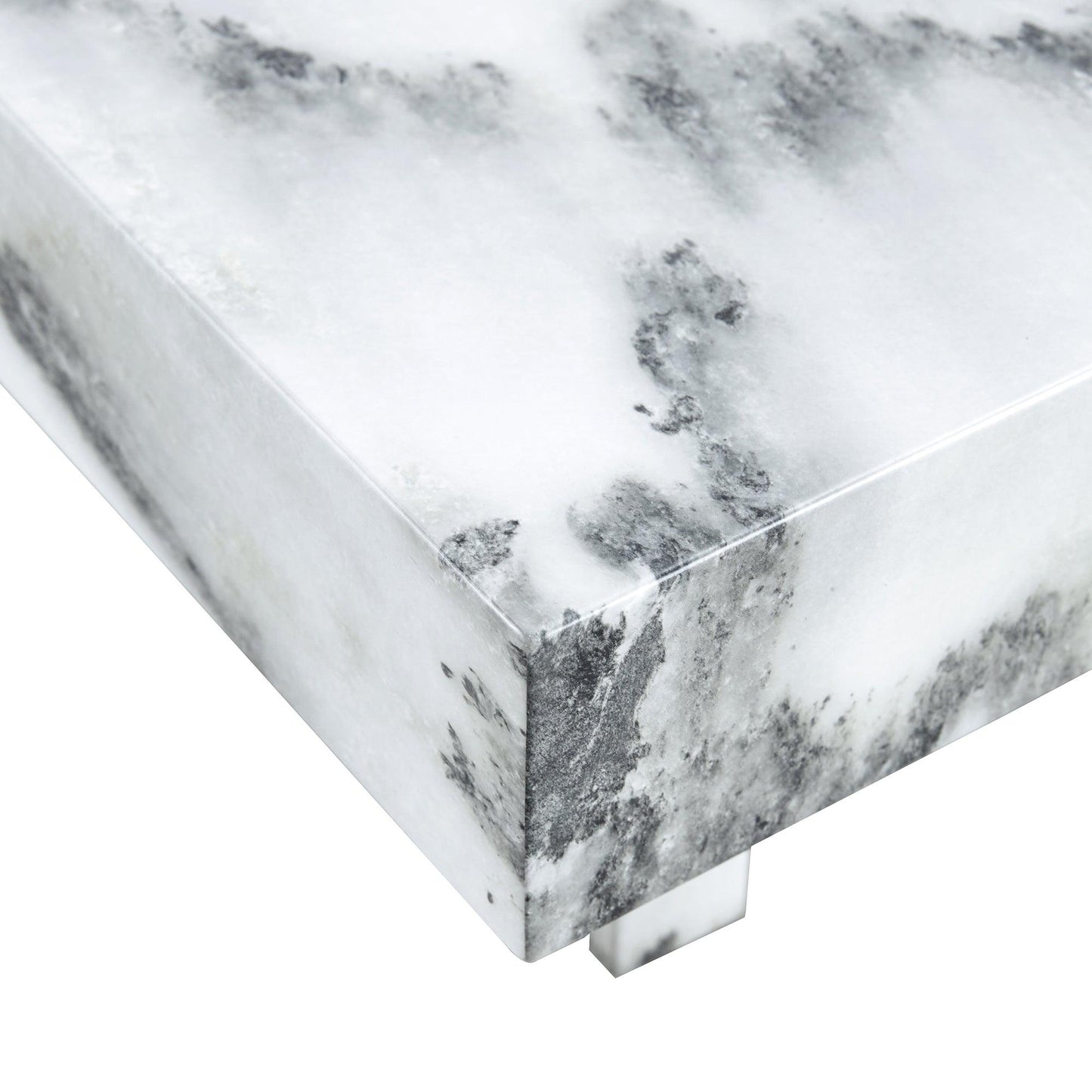 A modern and practical coffee table black and white in imitation marble pattern made of MDF material - FurniFindUSA