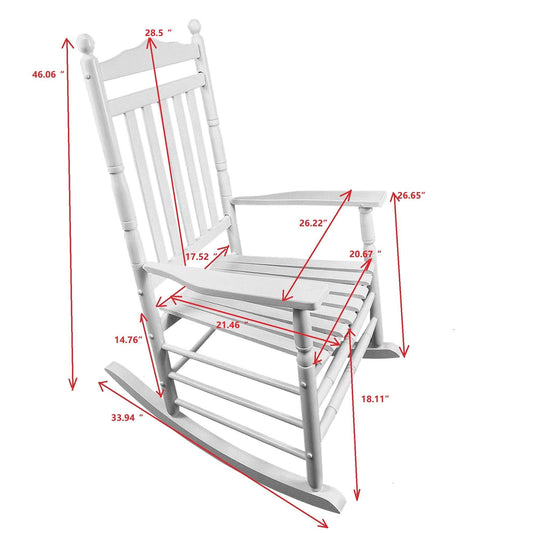 BALCONY PORCH ADULT ROCKING CHAIR - WHITE - FurniFindUSA