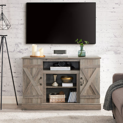 Farmhouse Classic Media TV Stand Antique Entertainment Console for TV up to 50" with Open and Closed Storage Space - FurniFindUSA