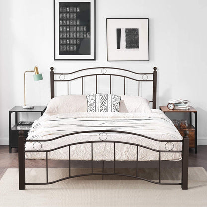 King Size Metal Bed Frame with Headboard and Footboard Bronze - FurniFindUSA