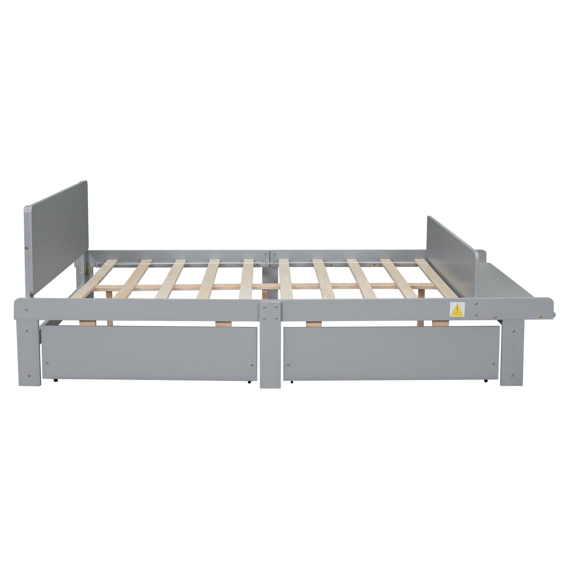 Full Bed with Footboard Bench 2 drawers Grey - FurniFindUSA