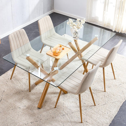 Large Modern Minimalist Rectangular Glass Dining Table for 6-8 - FurniFindUSA