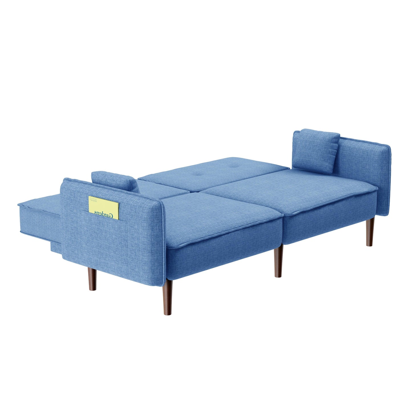 Living Room Bed Room Leisure Futon Sofa bed in Blue Fabric with Solid Wood Leg - FurniFindUSA