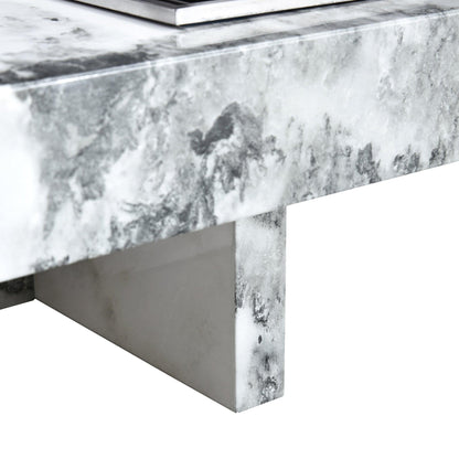 A modern and practical coffee table black and white in imitation marble pattern made of MDF material - FurniFindUSA