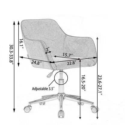 Modern Velvet Fabric Material Adjustable Height 360 revolving Home Office Chair Orange - FurniFindUSA