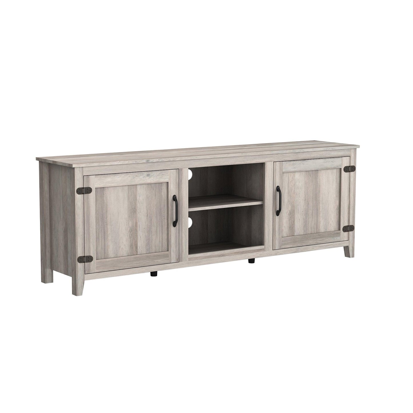 TV Stand Storage Media Console Entertainment Center With Two Doors Grey Walnut - FurniFindUSA