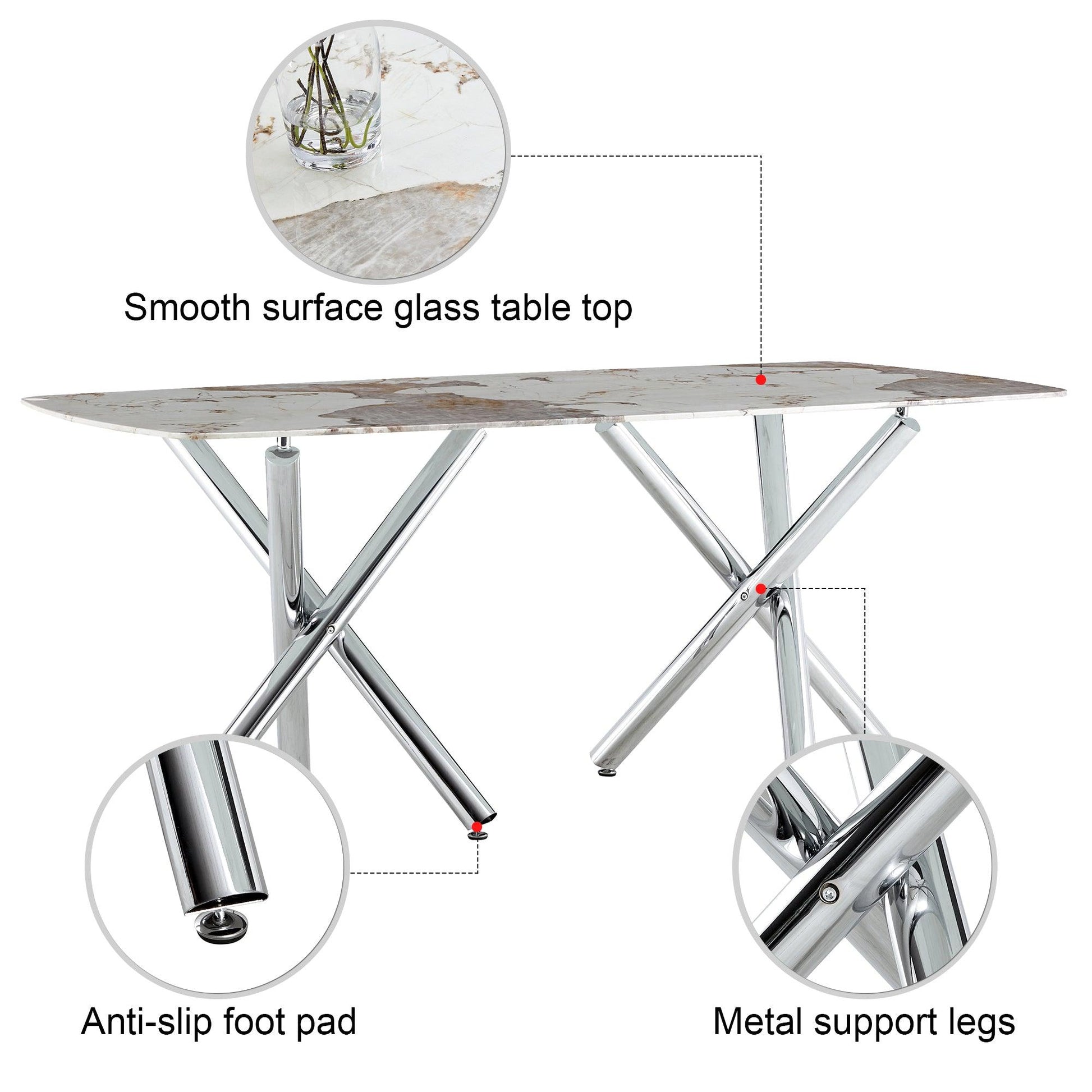 Large modern minimalist rectangular dining table suitable for 6-8 people equipped - FurniFindUSA