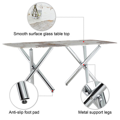 Large modern minimalist rectangular dining table suitable for 6-8 people equipped - FurniFindUSA