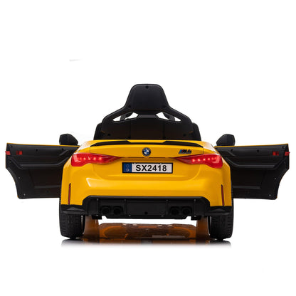 Yellow BMW M4 12v Kids ride on toy car 2.4G W/Parents Remote Control Three speed adjustable - FurniFindUSA