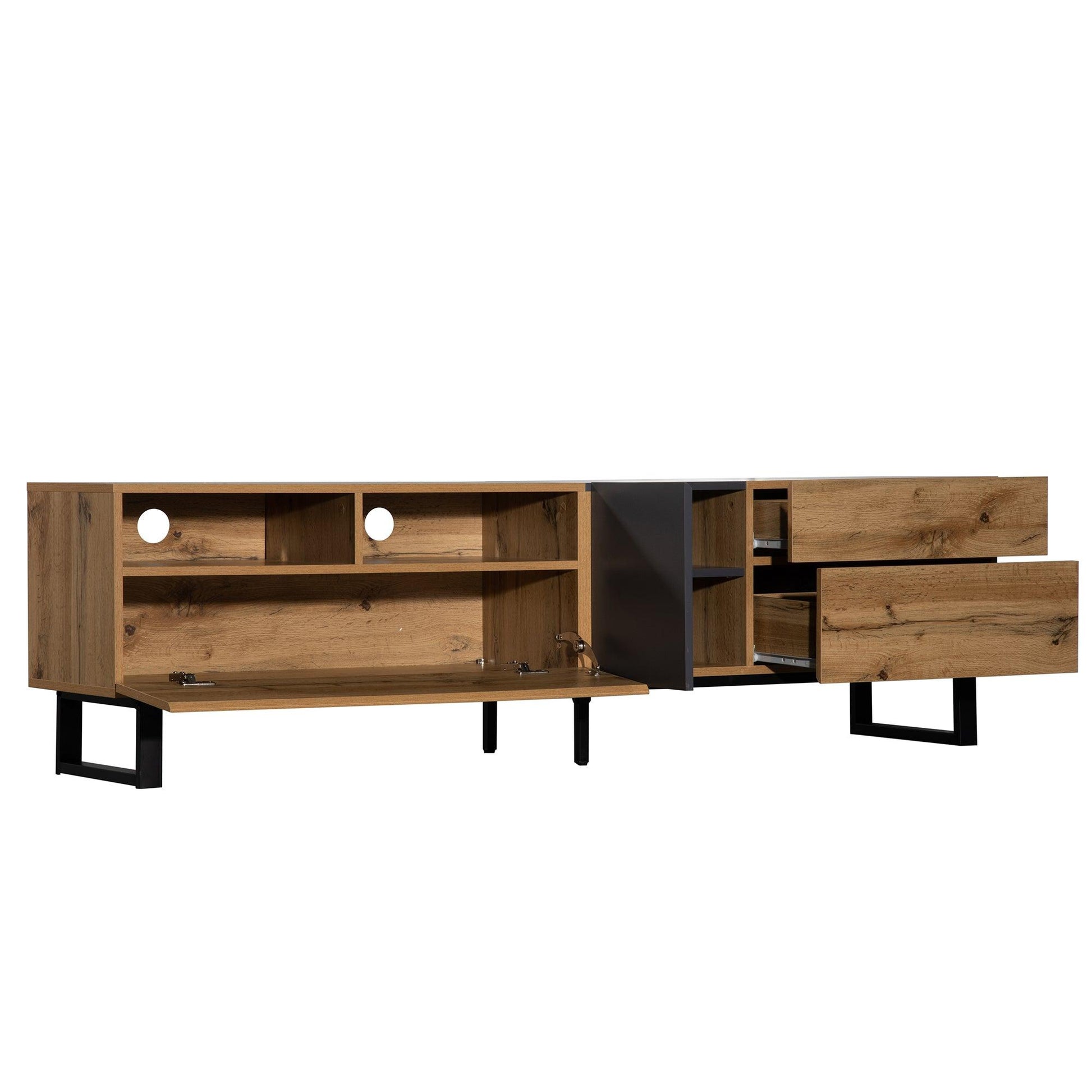 Modern TV Stand for 80'' TV with Double Storage Space - FurniFindUSA