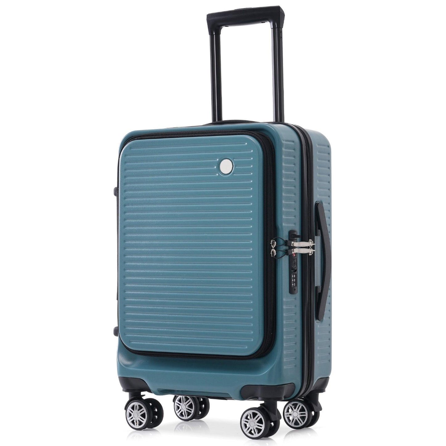 Carry-on Luggage 20 Inch Front Open Luggage Lightweight Suitcase with Front Pocket and USB Port, 1 Portable Carrying Case Blue - FurniFindUSA