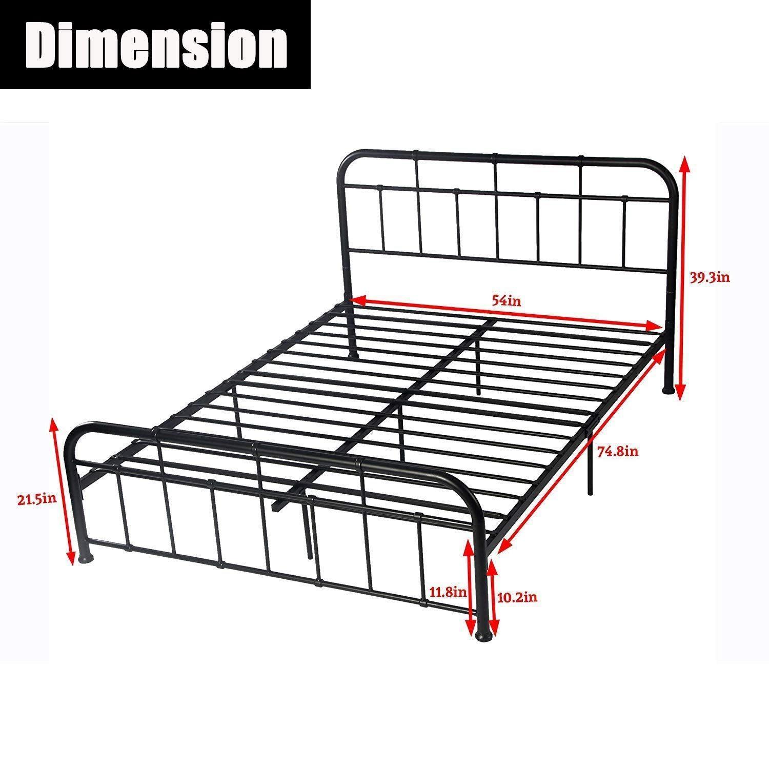 54" Contemporary Full Size Metal Platform Bed Frame, Black - FurniFindUSA