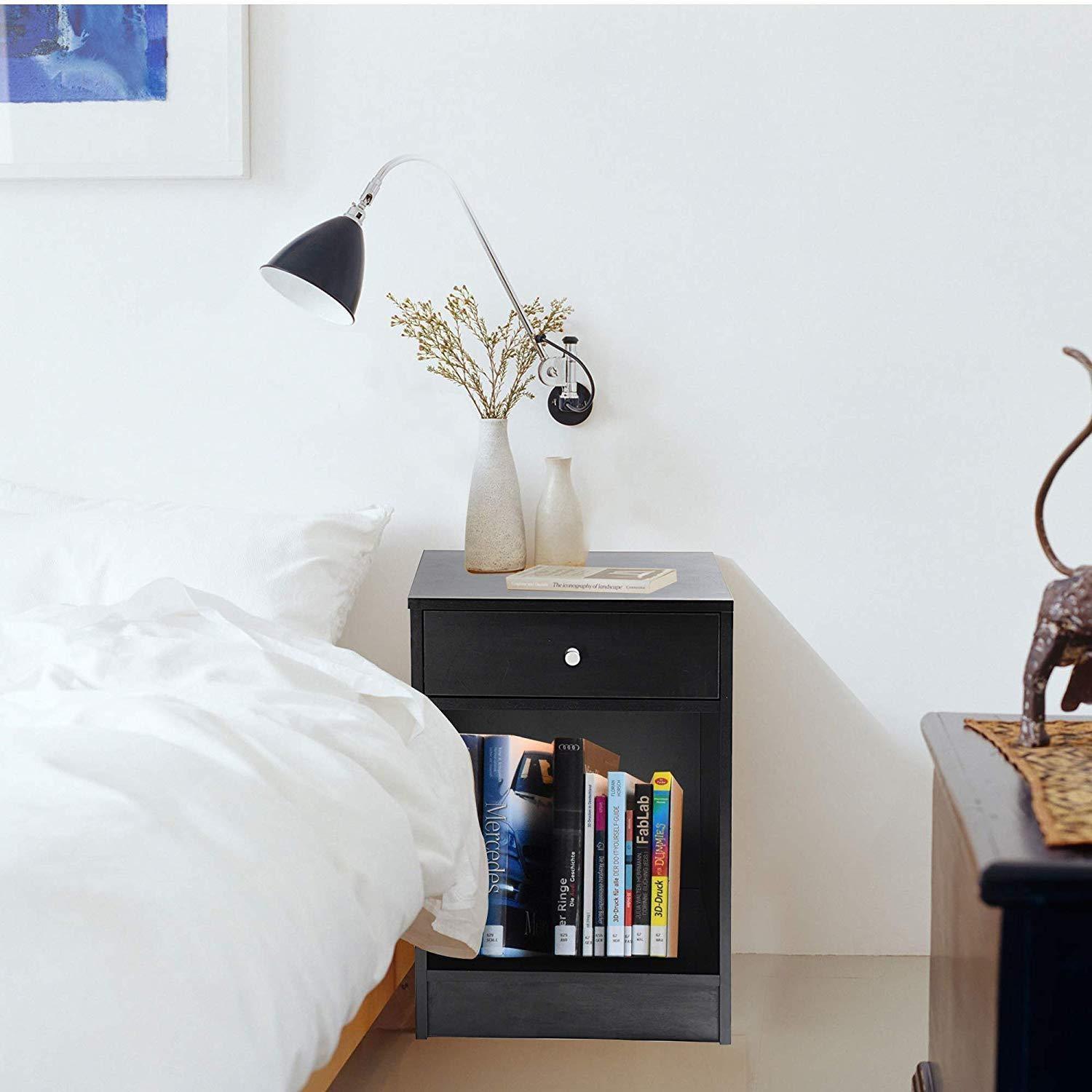 Modern Nightstand Bedside Table with Drawer and Cabinet Organizer for Storage Bedroom Living Room (B - FurniFindUSA