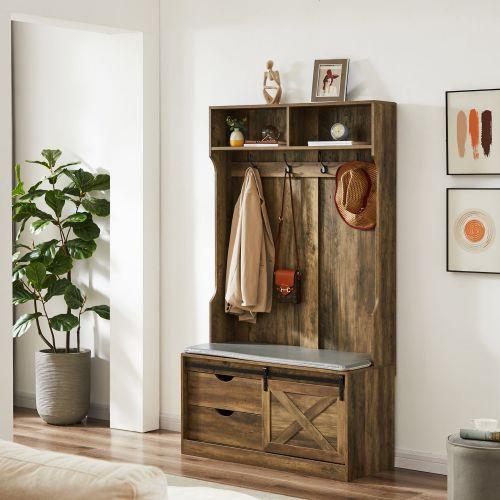 Coat Rack with Storage Shoe Cabinet - FurniFindUSA