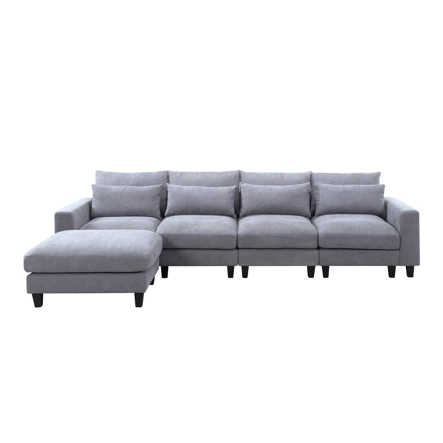 124.4” Modular L-Shaped Sectional Sofa with Ottoman