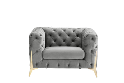 Gray Armchair Velvet Sofa for Living Room Furniture - FurniFindUSA