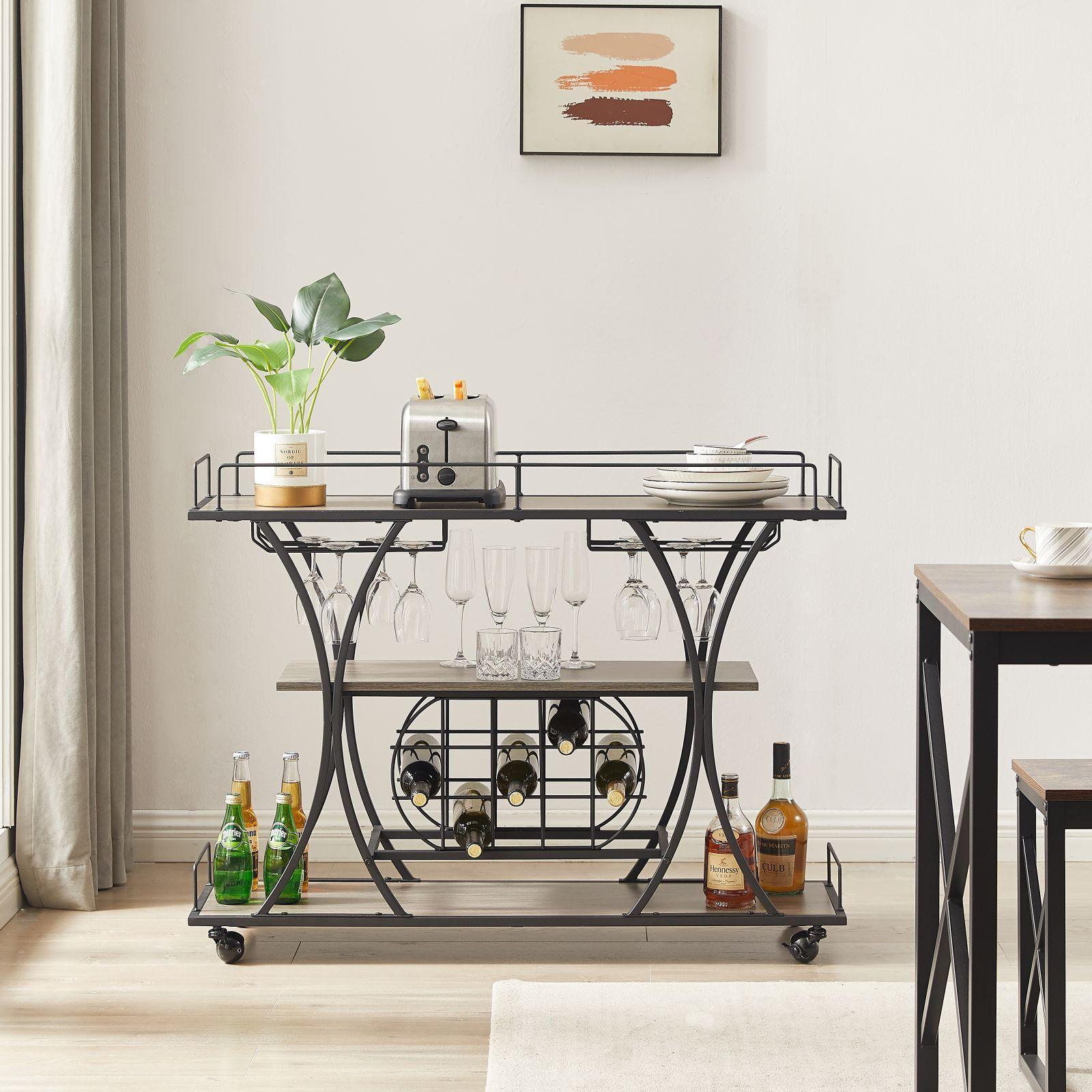 Kitchen Cart 3-Drawer Removable Storage Rack Trolley Cart with Rolling Wheels - FurniFindUSA