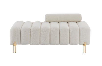 Modern End of Bed Bench Upholstered Teddy Entryway Ottoman Bench Fuzzy Sofa Stool Footrest Window Bench with Gold Metal Legs for Bedroom Apartments - FurniFindUSA