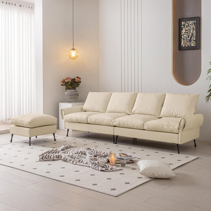 104.5"Modern Technical leather L-Shaped Sofa Couch with Convertible Ottoman - FurniFindUSA