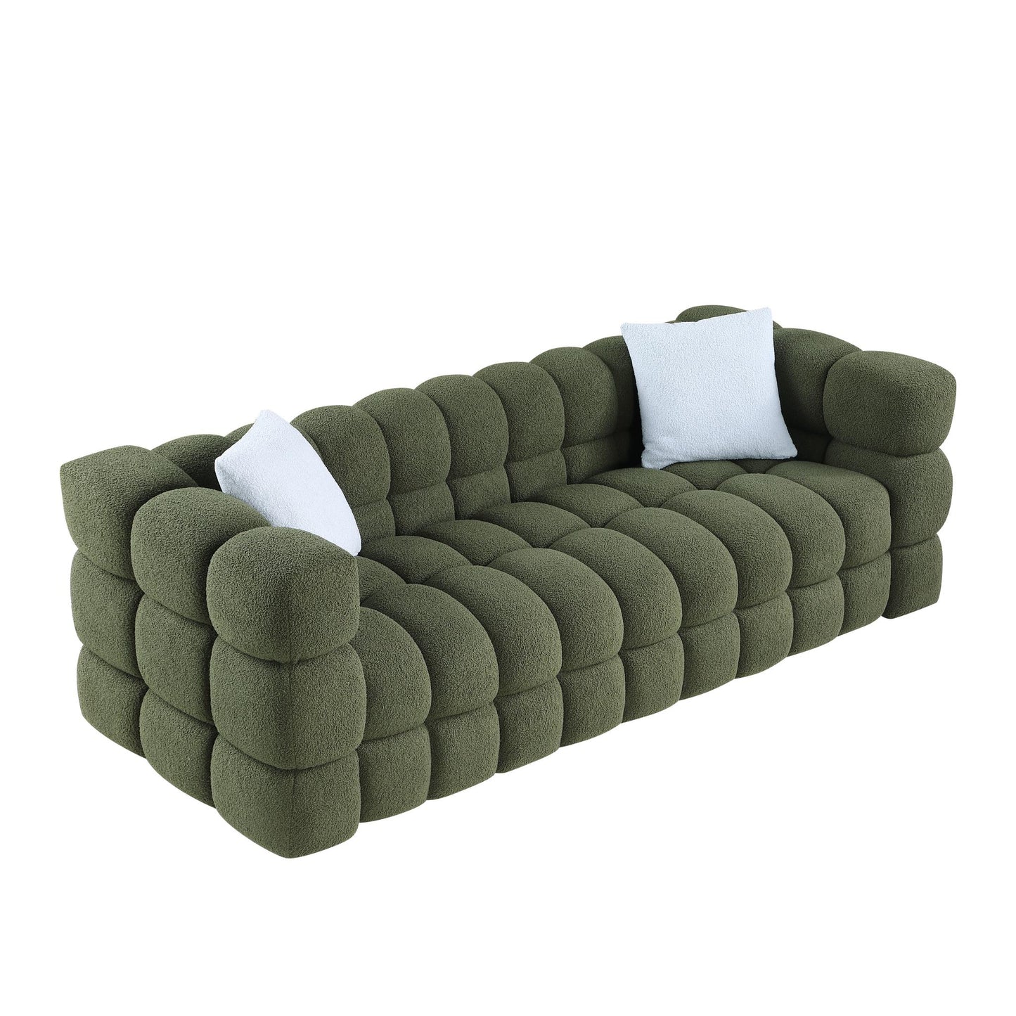 84.3 length ,35.83" deepth ,human body structure for USA people, marshmallow sofa,boucle sofa ,3 seater