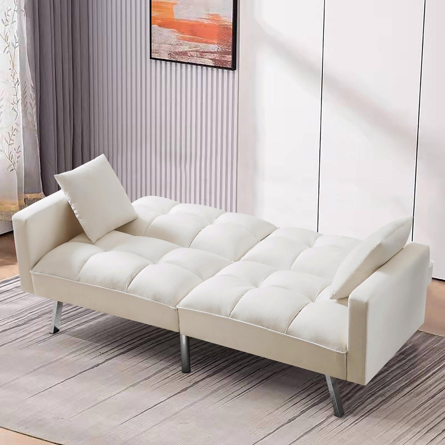 FUTON SOFA SLEEPER  VELVET WITH 2 PILLOWS