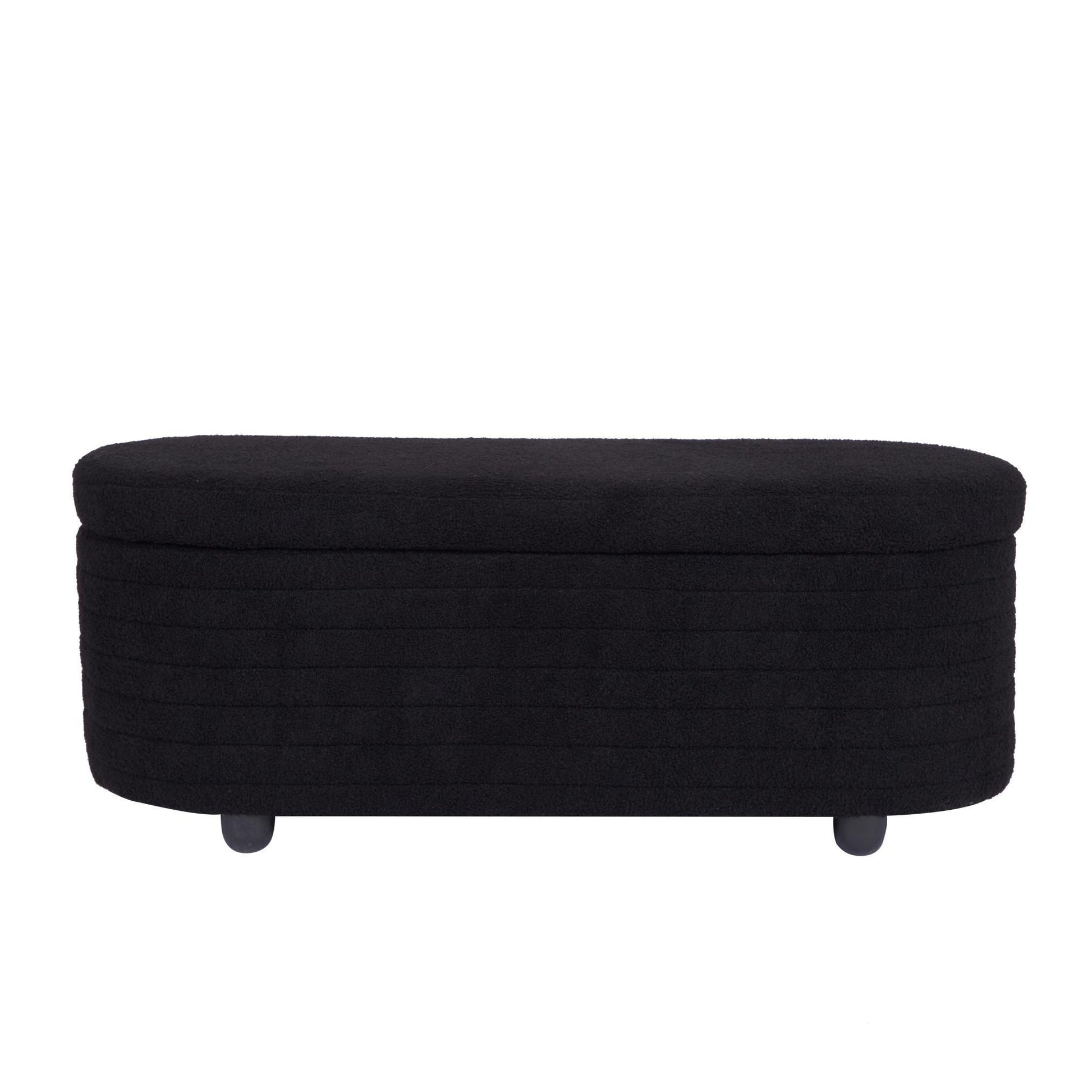 Multi-functional storage teddy fleece material sofa bench - FurniFindUSA