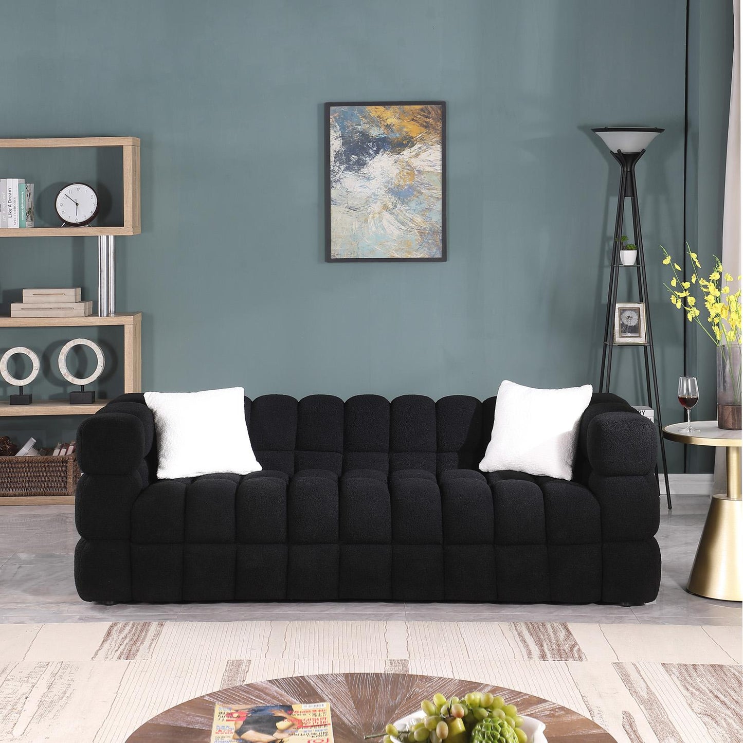 84.3 length ,35.83" deepth ,human body structure for USA people, marshmallow sofa,boucle sofa ,3 seater