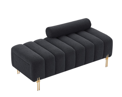 Modern End of Bed Bench Upholstered Teddy Entryway Ottoman Bench Fuzzy Sofa Stool Footrest Window Bench with Gold Metal Legs for Bedroom Apartments - FurniFindUSA