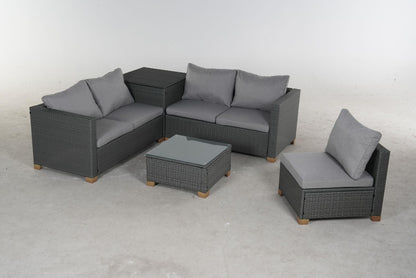 5 Piece Outdoor Rattan Sectional Sets，5 Seats with Cushion - FurniFindUSA