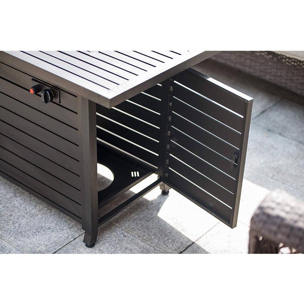 57in Outdoor Gas Fire Pit 50000 BTU Bronze Rectangular Propane Fire Pit Table - FurniFindUSA