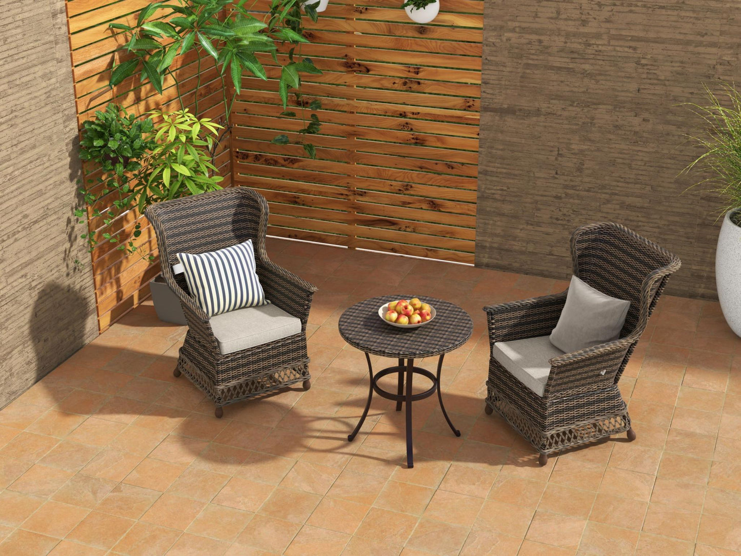 3 Pieces Outdoor Patio Wicker Furniture Set - FurniFindUSA