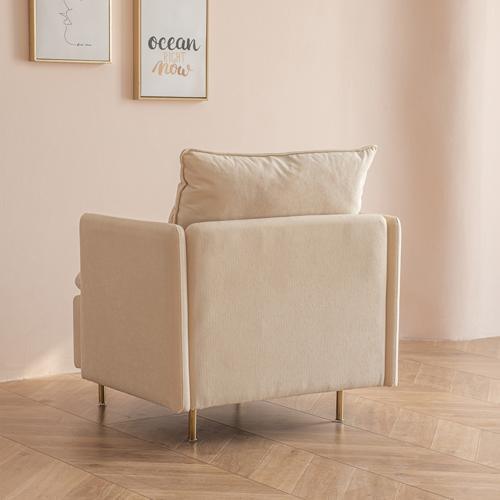 Modern fabric accent armchair, upholstered single sofa chair,Beige Cotton Linen-30.7'' - FurniFindUSA