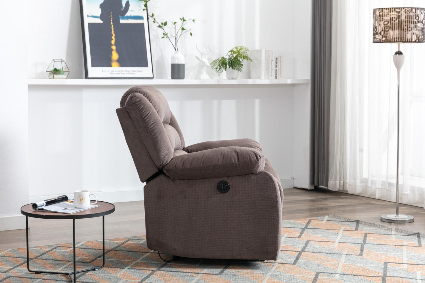 Classic Electric Recliner with Soft Cushion and Back, Small Sofa with Comfortable Armchair - FurniFindUSA